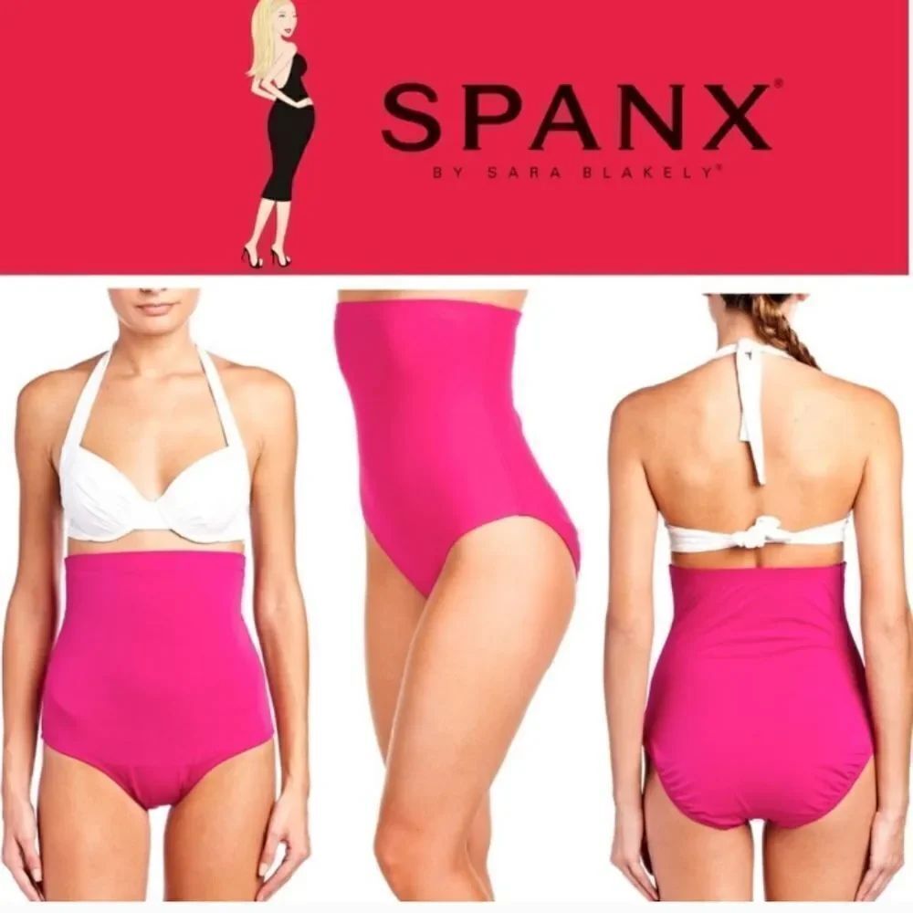 Spanx high rise swimsuit bottoms berry Fuschia purple pink Shapewear size 12